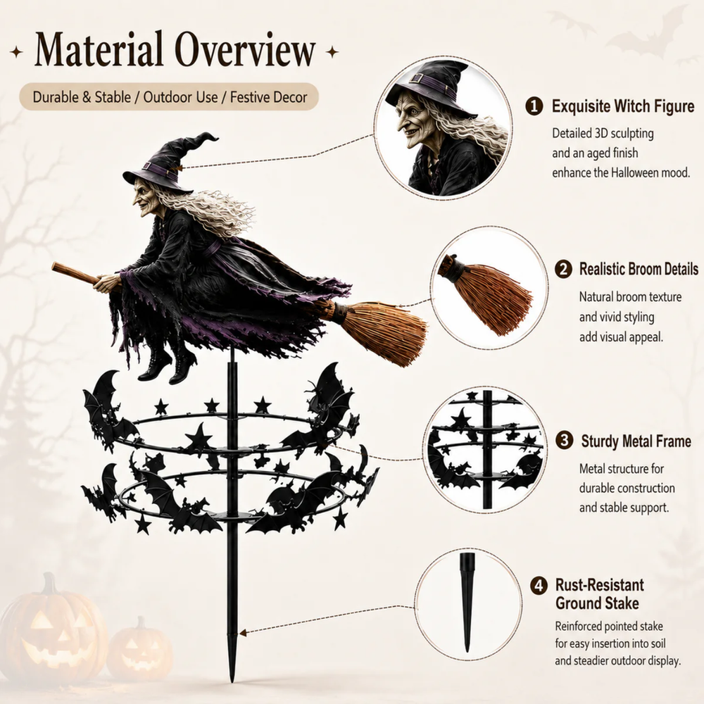 Halloween Early Bird Special ๐ง The Enchanted Witch Garden Wind Spinner